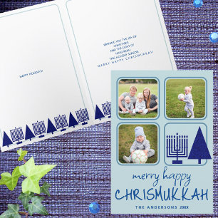 Merry Navy Intertrust Cute Handwrite 3 Photo Helgkort