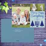 Merry Navy Intertrust Träd Menorah Cute 3 Photo Julkort<br><div class="desc">Fotomallar gör att det blir en fästning med det här moderna eleganten Merry Lycklig Allt-designen i marinblått och pastellblått att utforma dina egna 3 helgdagskort för fotokollage. Lägg till ditt favoritfoto till lämnad om de här anpassningsbarna och lägg sedan till två mindre bilder på den övre högerna ovanför MERRY LYCKLIG...</div>
