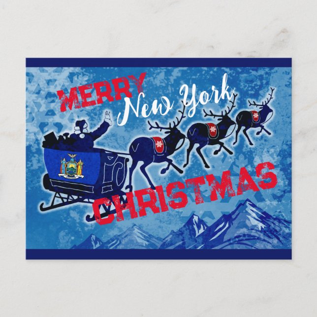 Merry New York flagga julvykort Helg Vykort (Framsida)