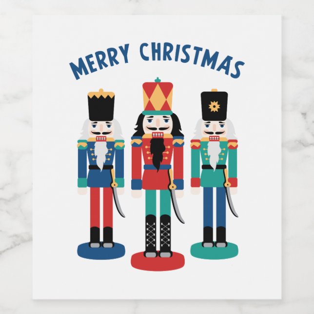 Merry Nutcrackers Vinflaska Etikett (Singel etikett)