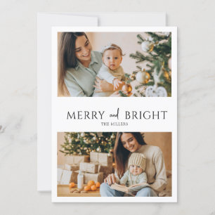 Merry och Bright 2 Fotokort Helgdag Julkort