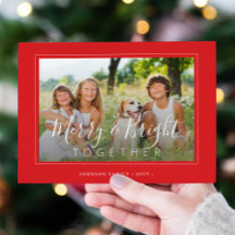 Merry och Bright 4 foton modern julröd