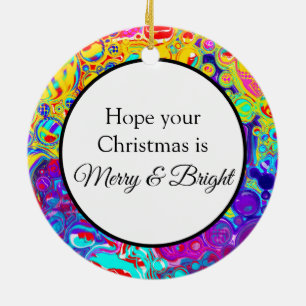 Merry och Bright   Abstrakt för färgad jul Julgransprydnad Keramik
