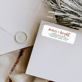 Merry och Bright | Avslappnad Script Boho-jul Returadress Etikett