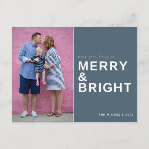 Merry och Bright Blue Photo Helgdag Vykort