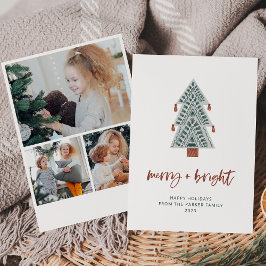 Merry och Bright | Boho Julgran Multi Photo Julkort