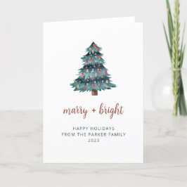 Merry och Bright | Boho Julgran No Photo Helgkort