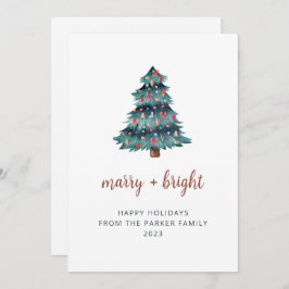 Merry och Bright | Boho Julgran No Photo Julkort