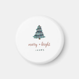Merry och Bright | Boho Julgran och skript Magnet