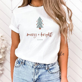 Merry och Bright | Boho Julgran T Shirt