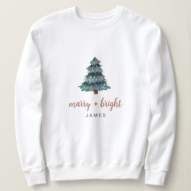 Merry och Bright | Boho Julgran T Shirt (Design framsida)