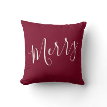 Merry och Bright Burgundy jul Dekorativ kudde