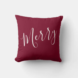 Merry och Bright Burgundy jul Dekorativ kudde