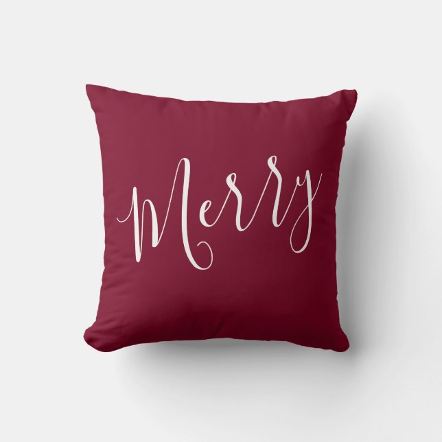 Merry och Bright Burgundy jul Dekorativ kudde (Framsida)
