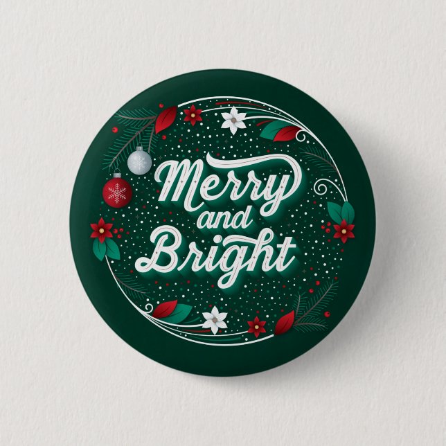Merry och Bright / Button Pinback Knapp (Framsida)