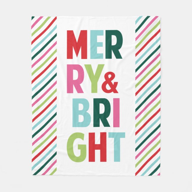 Merry och Bright Cheerful Helgdag Fleecefilt (Framsidan)