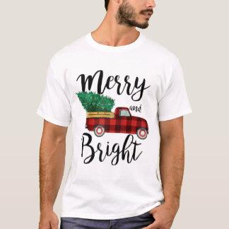 Merry och bright christmas lastbil raglan t shirt