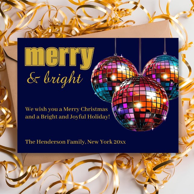 Merry och Bright Disco Boll Julkort (Skapare uppladdad)