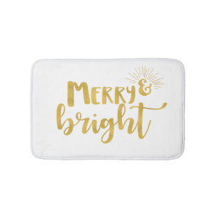 Merry och Bright Faux Guld Typography Badrumsmatta