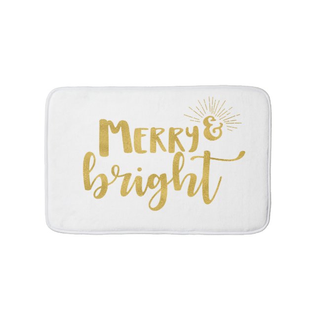Merry och Bright Faux Guld Typography Badrumsmatta (Framsidan)