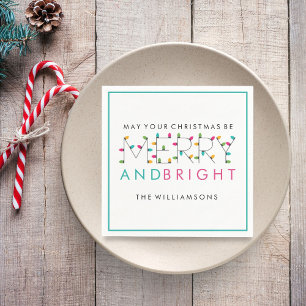Merry och Bright Festive Julgran Ljus Pappersservett