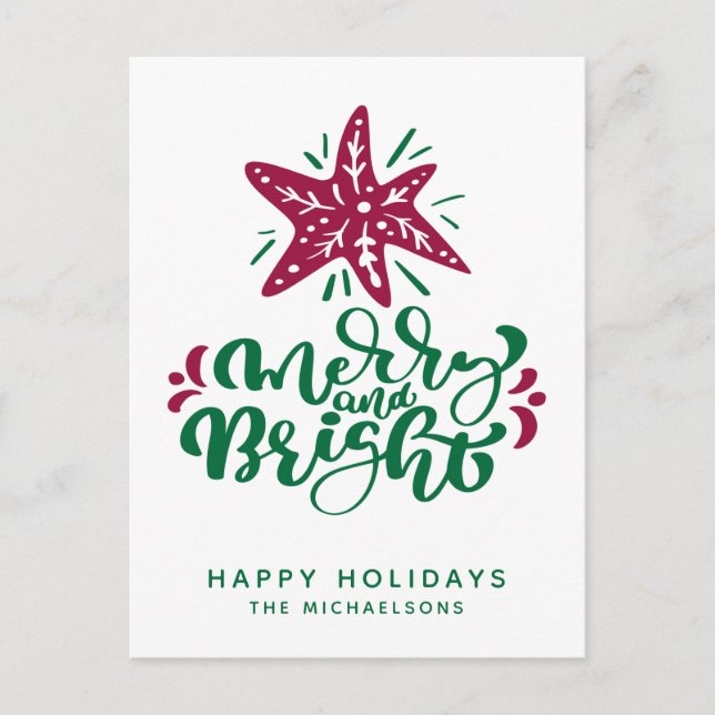 Merry och Bright | GLAD HELG Vykort (Framsida)