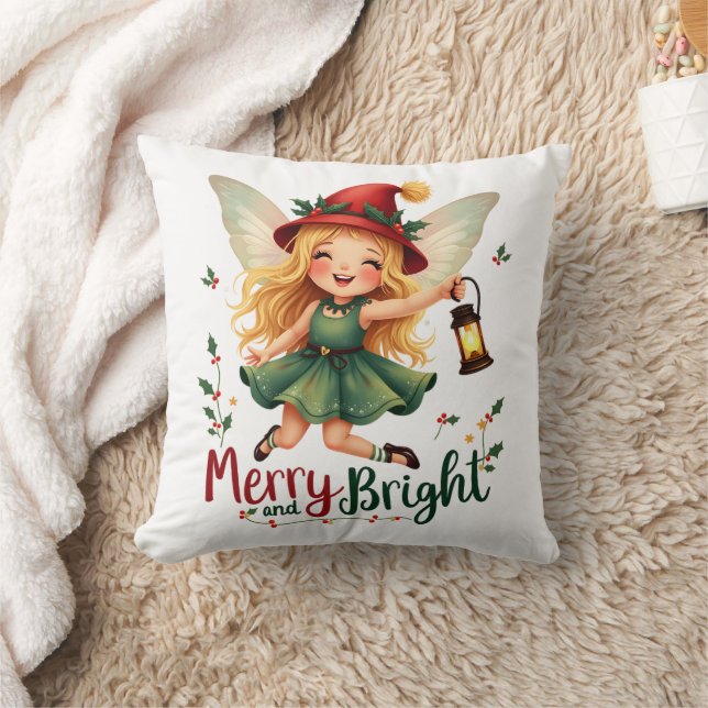 Merry och Bright, God jul Kudde (Filt)