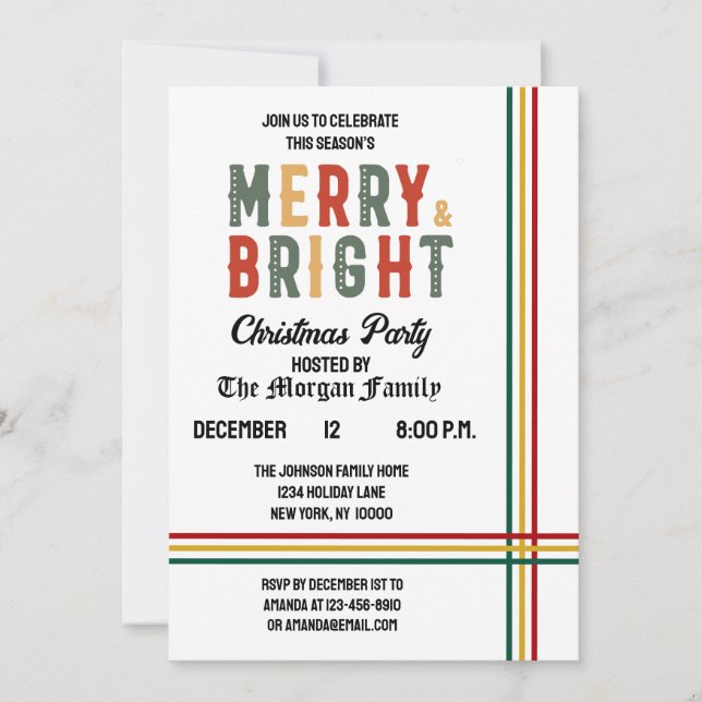 Merry och Bright God jul Party Inbjudningar (Framsida)
