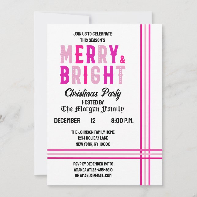 Merry och Bright God jul Party Inbjudningar (Framsida)
