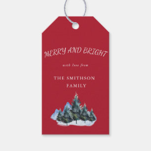 Merry och Bright, Gräs Träd Red Helgdag Presentetikett