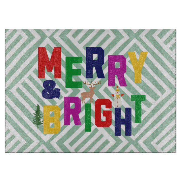 Merry och Bright Gräs Träd Reindeer Snögubbe (Framsidan)