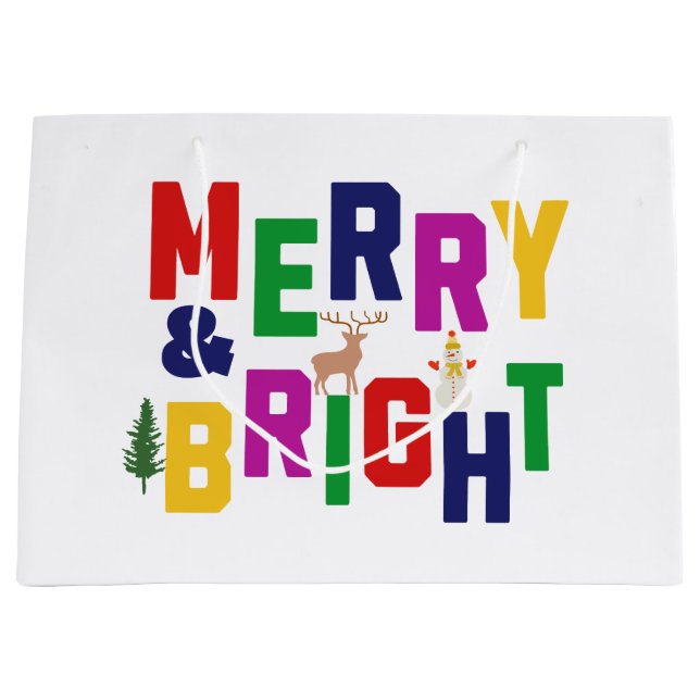 Merry och Bright Gräs Träd Reindeer Snögubbe (Framsidan)