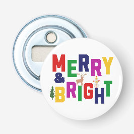 Merry och Bright Gräs Träd Reindeer Snögubbe Flasköppnare