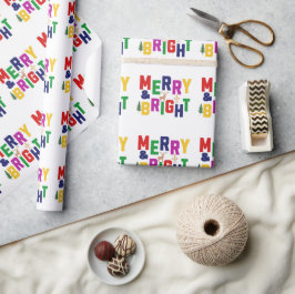 Merry och Bright Gräs Träd Reindeer Snögubbe Presentpapper