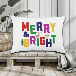 Merry och Bright Gräs Träd Reindeer Snögubbe Prydnadskudde