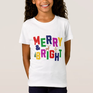 Merry och Bright Gräs Träd Reindeer Snögubbe T Shirt