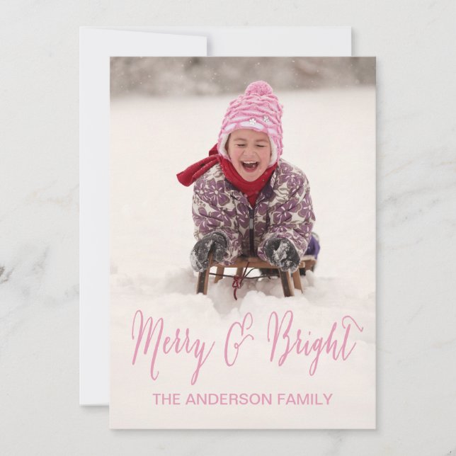 Merry och Bright | Helgdag-fotokort Julkort (Framsida)