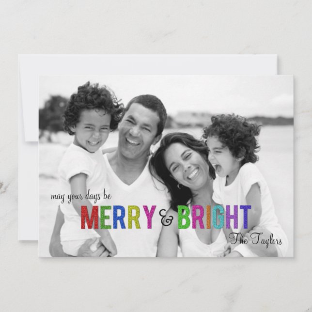 Merry och Bright | Helgdag-fotokort Julkort (Framsida)