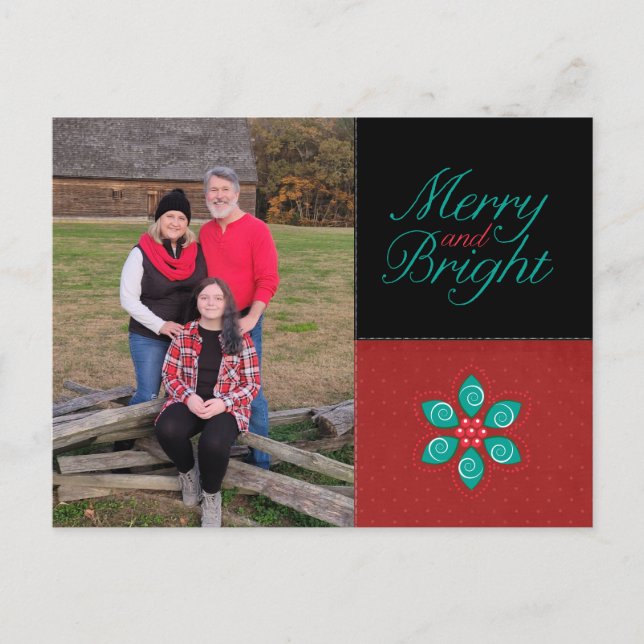 Merry och Bright Helgdag Photo Postcard Helg Vykort (Framsida)