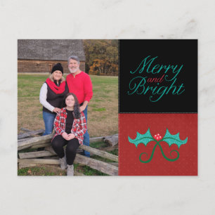 Merry och Bright Helgdag Photo Postcard Helg Vykort