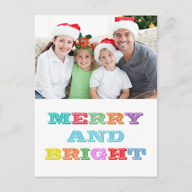 MERRY och BRIGHT Helgdag-vykort Helg Vykort (Framsida)