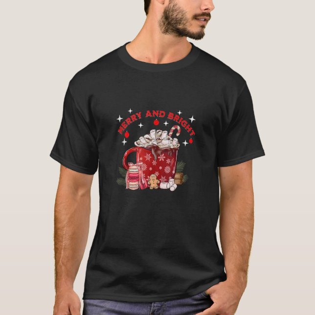 MERRY OCH BRIGHT HETT CHOCOLATE GINGERBREAD CHRIST T SHIRT (Framsida)