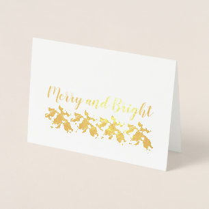 Merry och Bright Holly Sprigs Folierat Kort