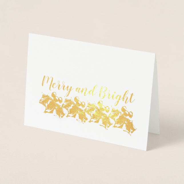 Merry och Bright Holly Sprigs Folierat Kort (Framsida)