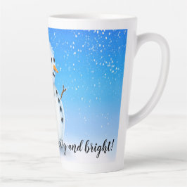 Merry och bright jolly snögubbe med blå himmel