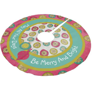 Merry och Bright jul Helgdag Skirt Julgransmatta Borstad Polyester