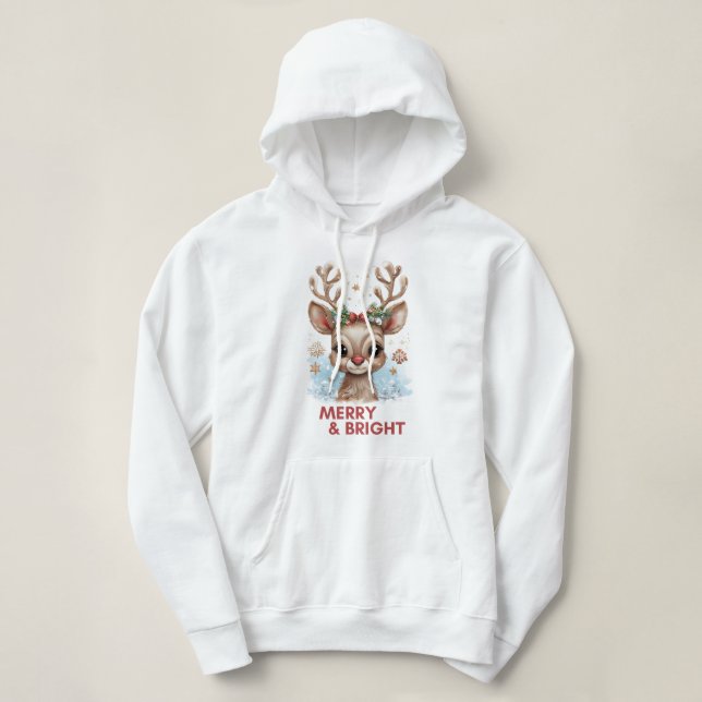 Merry och Bright jul Hoodie T Shirt (Design framsida)