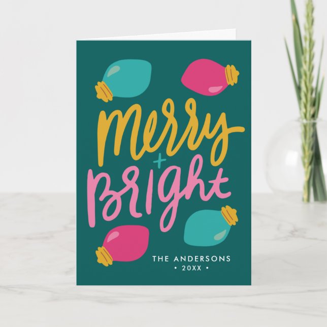 Merry och Bright Jul Ljus non-Photo Helgkort (Framsida)