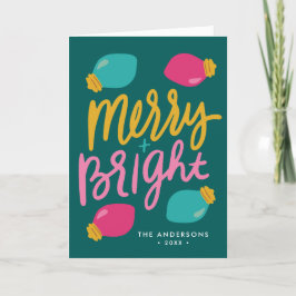 Merry och Bright Jul Ljus non-Photo Helgkort