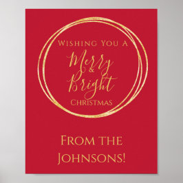 Merry och Bright jul Party Red Guld Poster